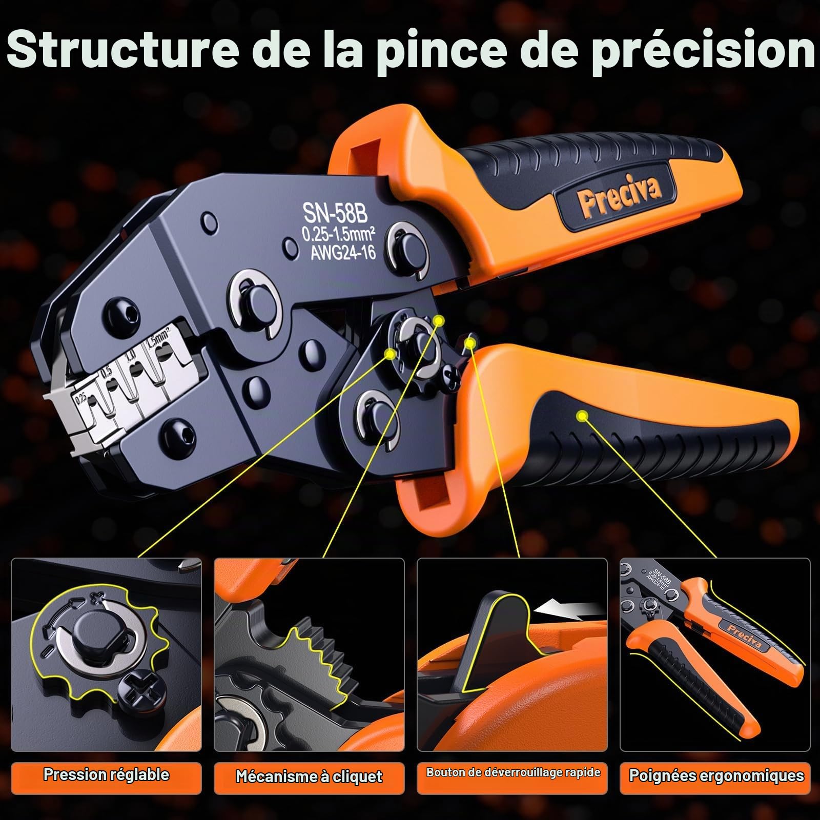 Preciva Pince à Sertir Double Mâchoire 627pcs pour JST/Dupont & Cosses
