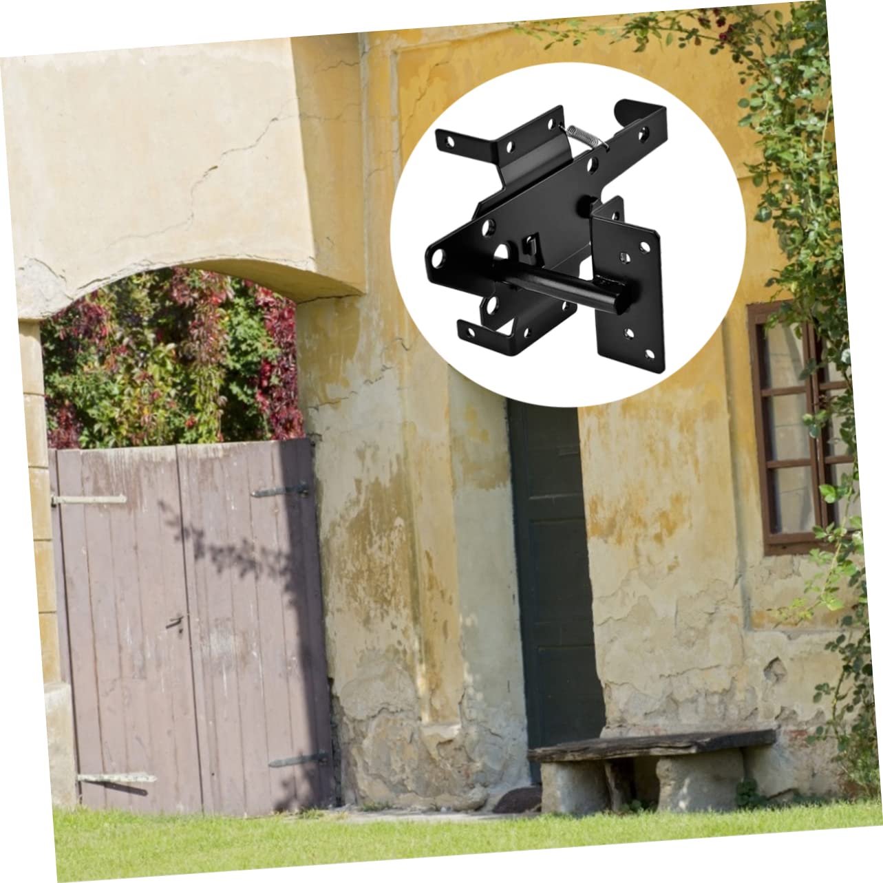 Loquet Autobloquant de Porte à Montage sur Poteau Noir