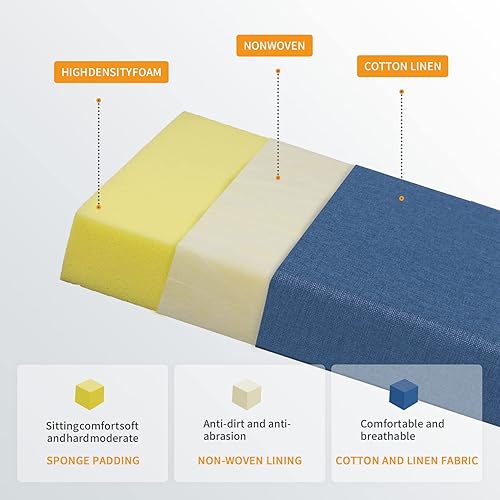 Miniatura 4 de RULAER Cojines de banco, cojín de banco de tamaño personalizado para muebles de interiorexterior, cojines de asiento de patio, cojín de banco de