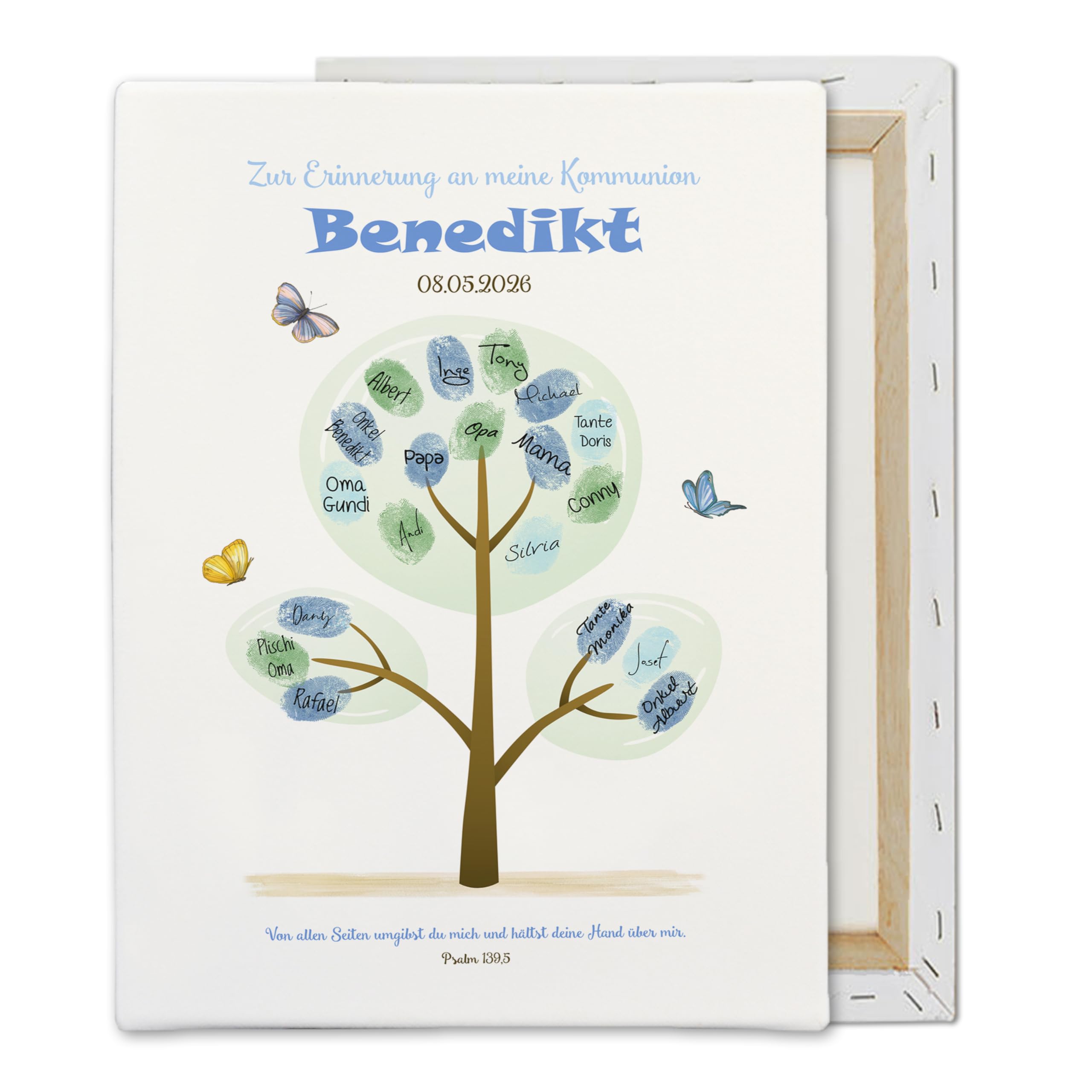 Feenstaub Baum Fingerabdruck Kommunion Print, Leinwand Baum für Fingerabdrücke Jugendweihe, Gästebild Papier oder Leinwand, Geschenk Erstkommunion, Konfirmation