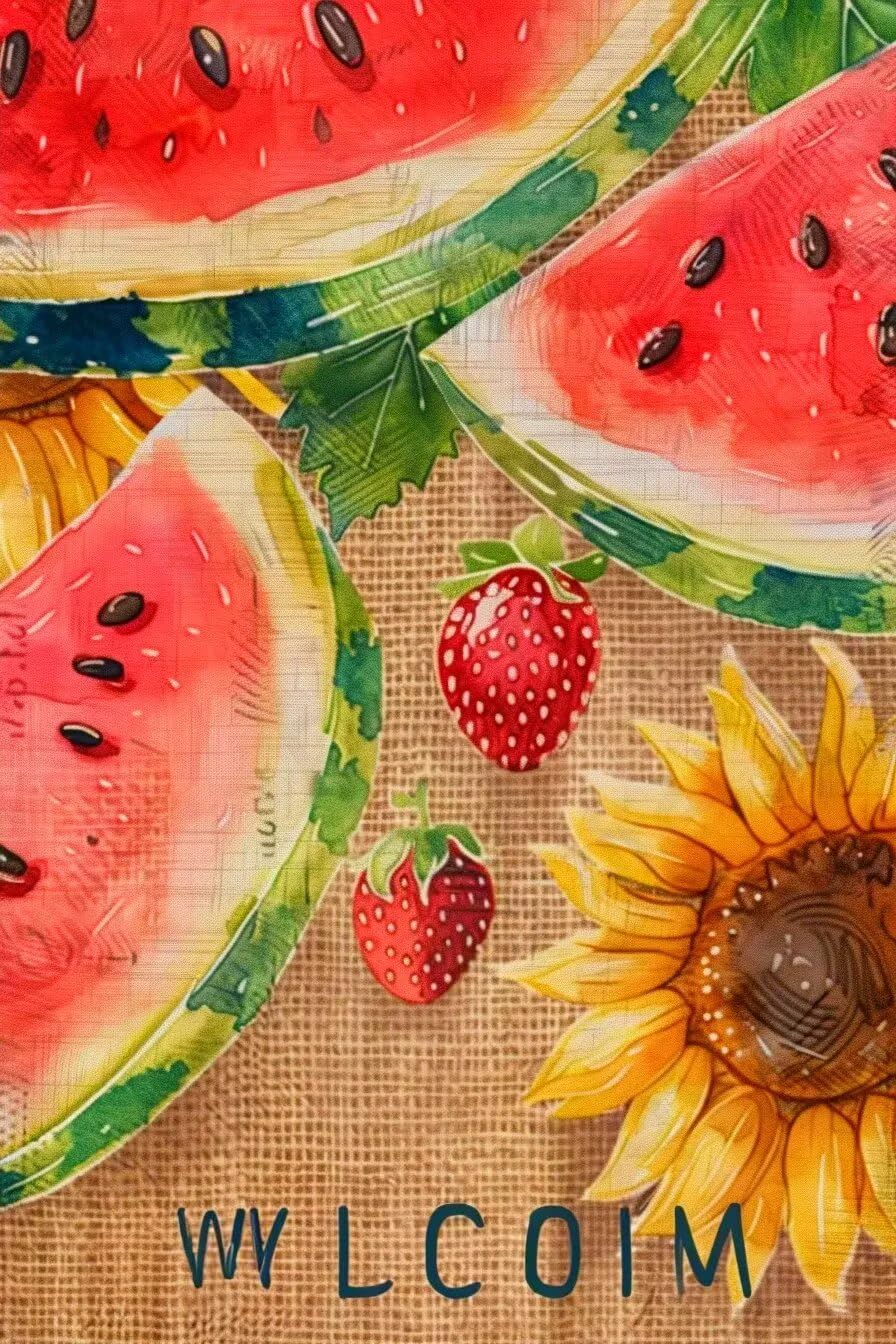 Adult Diamond Painting Kits, Full Round Diamond Cross Stitch Art Resin Diamond Painting Bead Paste Craft DIY Watermelon and Sunflower Painting for Home Decor Wall Decoration Or Gift 20X24 Inch