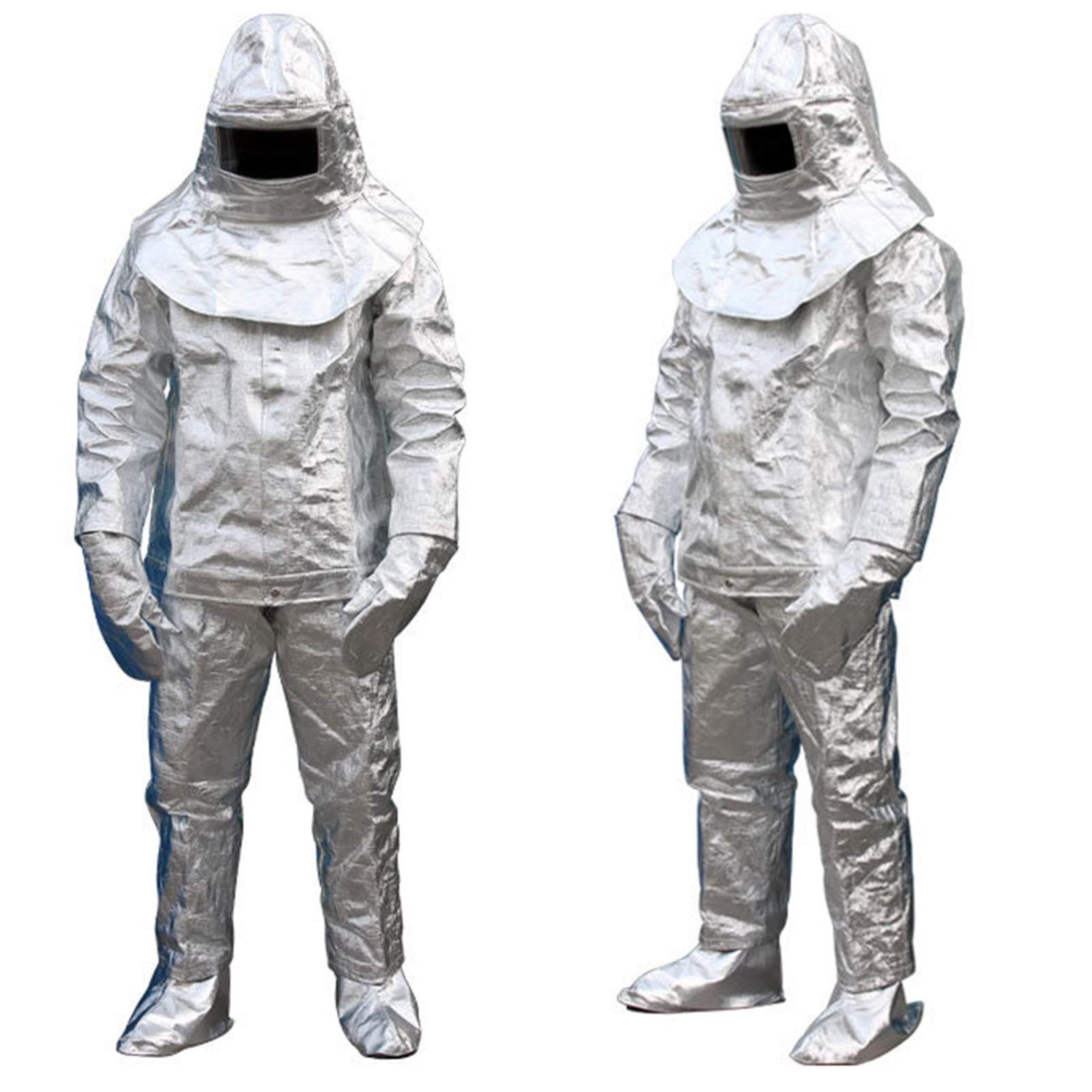 nccMjt 1000 Degree Radiation Proof Inflaming Retarding Suit, Fireproof Flameproof Composite Aluminium Foil Heatproof Suit, silver