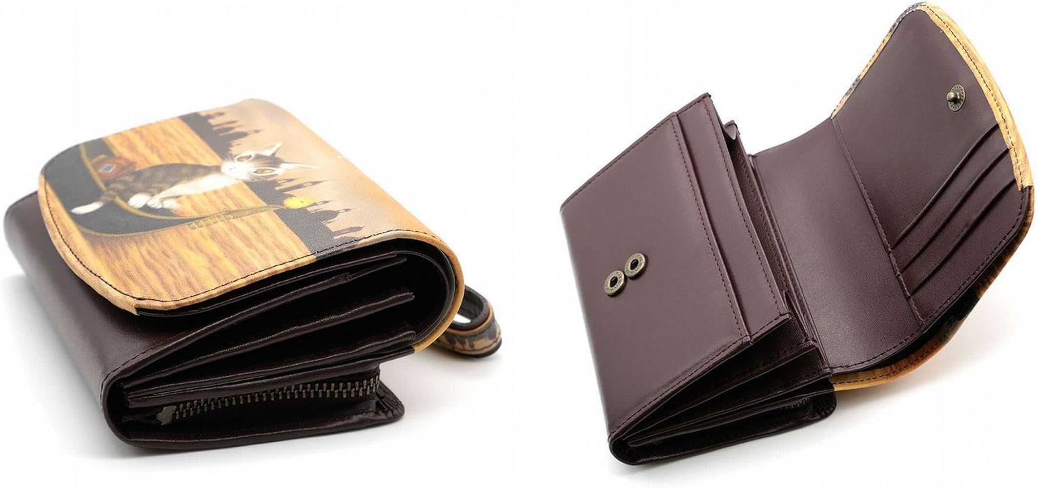 Amazon | [わちふぃーるど] 猫のダヤン ダヤン 本革 ゴンドラ2つ折り