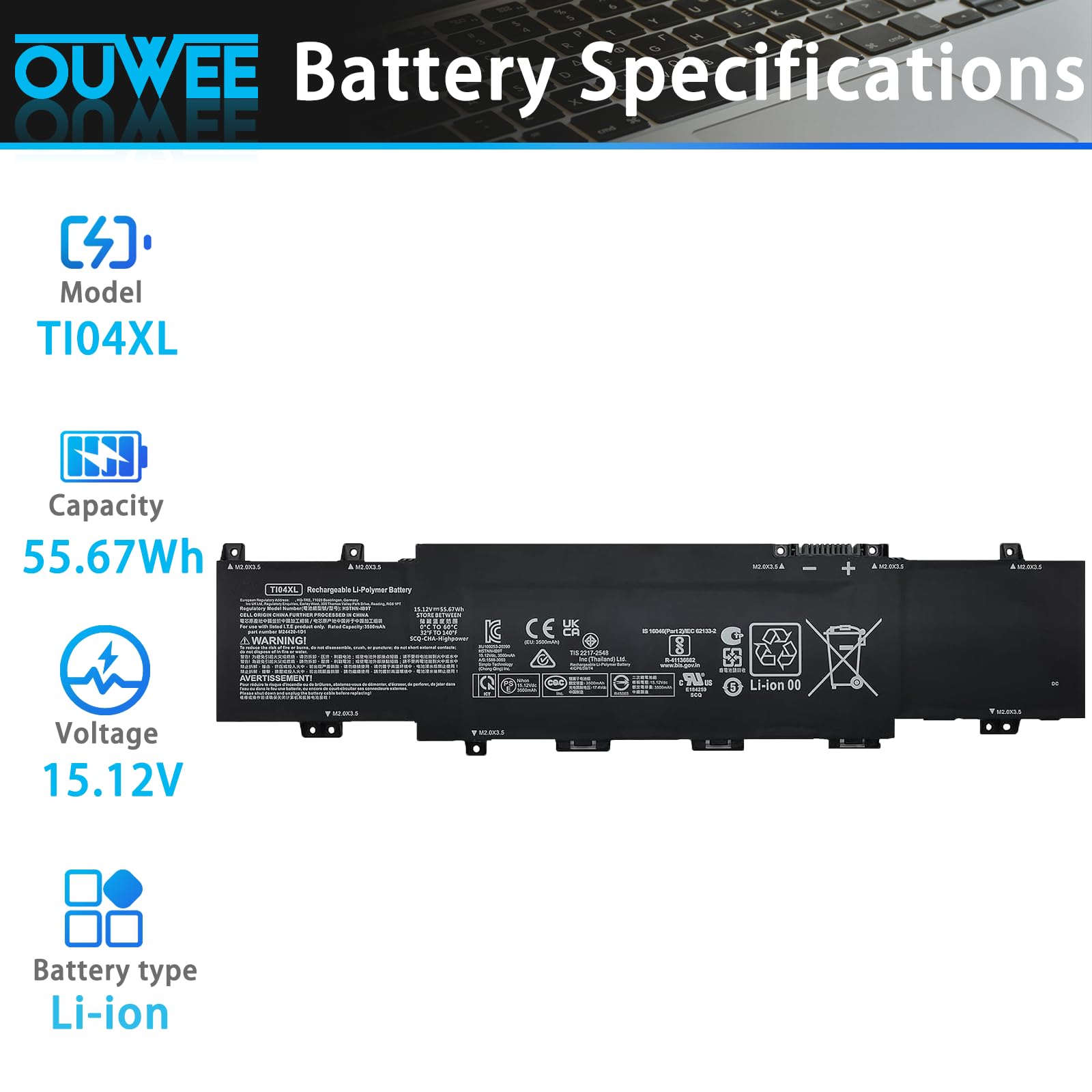 Amazon.com: OUWEE TI04XL M24420-1D1 Laptop Battery Replacement for