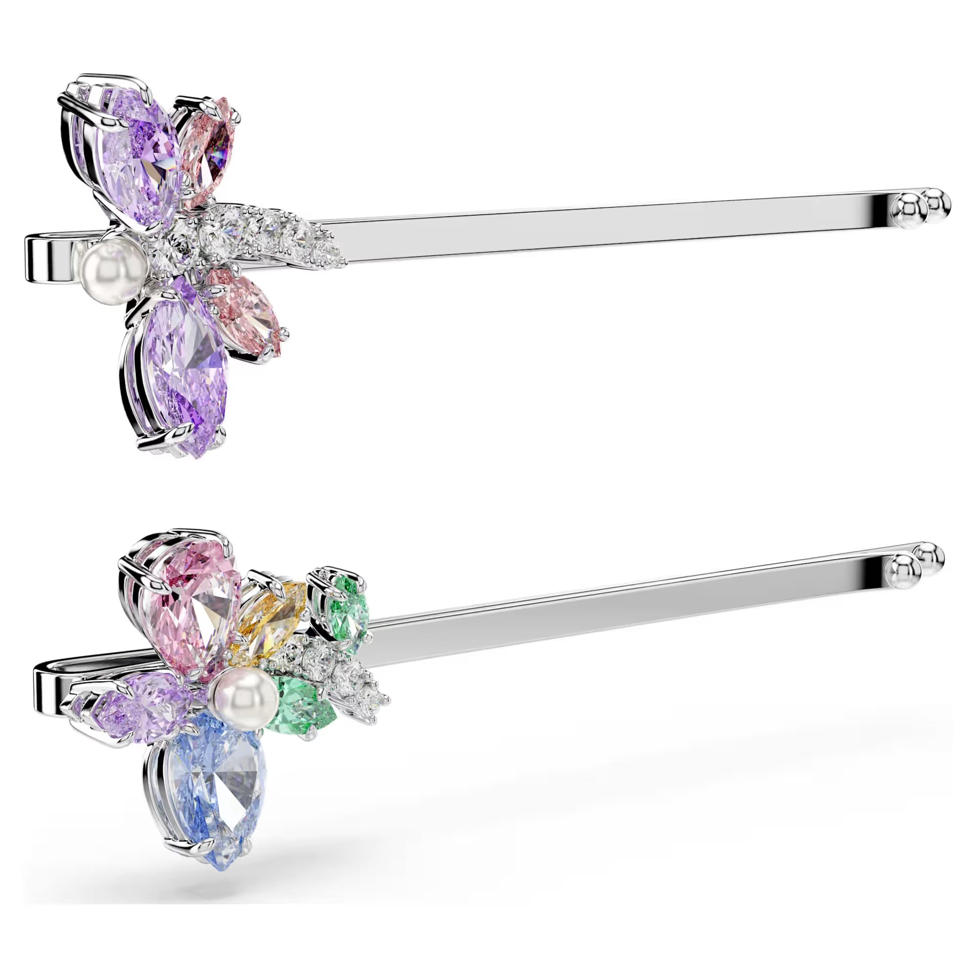 Swarovski Épingle à cheveux Ariana Grande x Swarovski, coupe mixte, Libellule, fleur, multicolore, plaqué rhodium