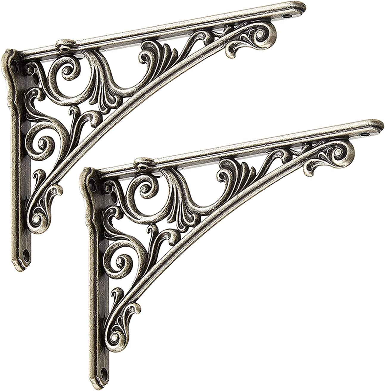 Heavy Duty Shelf Brackets,2 Pack Decorative Shelf Brackets,8in Rustproof Sturdy 90° Right Angle Wall Hanging Support Board Hangers