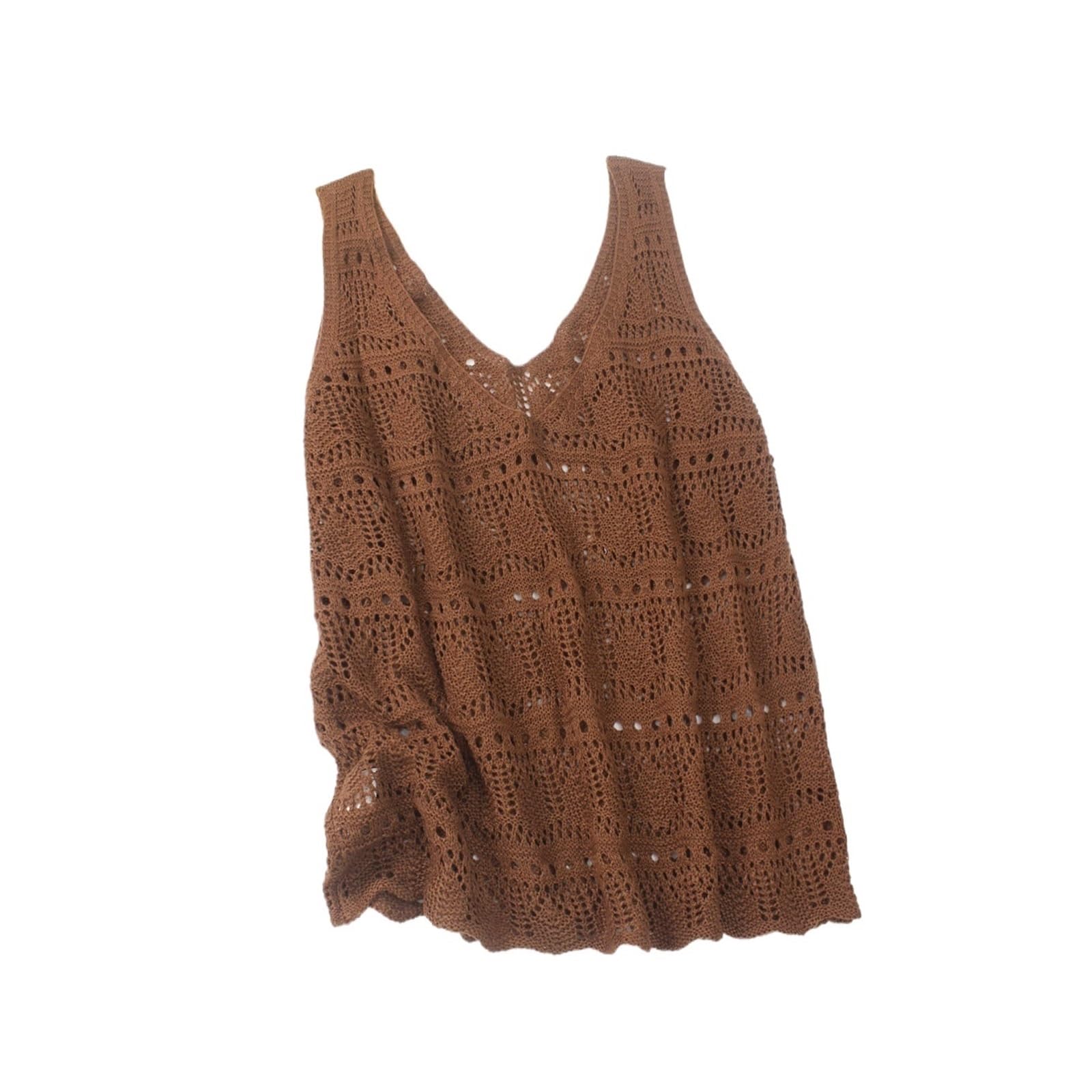 Gilet de Plage en Tricot ajouré au Crochet for Femmes, col v