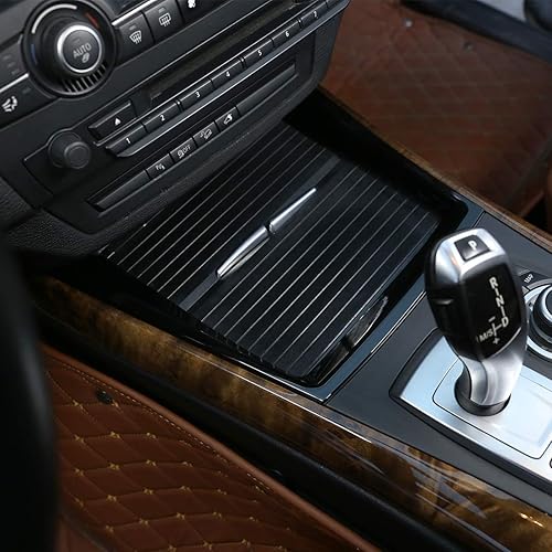 Miniatura 4 de CHEYA Plástico ABS Car Center Console Cup Holder Frame Sticker Trim para BMW X5 E70 X6 E71 2008-2013 Auto Accesorios (negro)