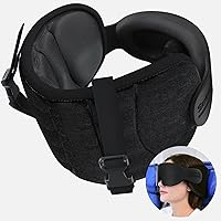 SARISUN Airplane Travel Pillow with 360° Head Support & Eye Mask - Anti-Bobblehead Neck Pillow for Long Flights & Road Trips, Black