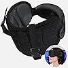 SARISUN Travel Pillows for Airplanes, Airplane Pillow for Long Flight, Airplane Head Strap with Eye Mask for Sleep, Travel Neck Pillow for Car Road Trip, 360° Support Headrest, Stop Bobblehead, Black