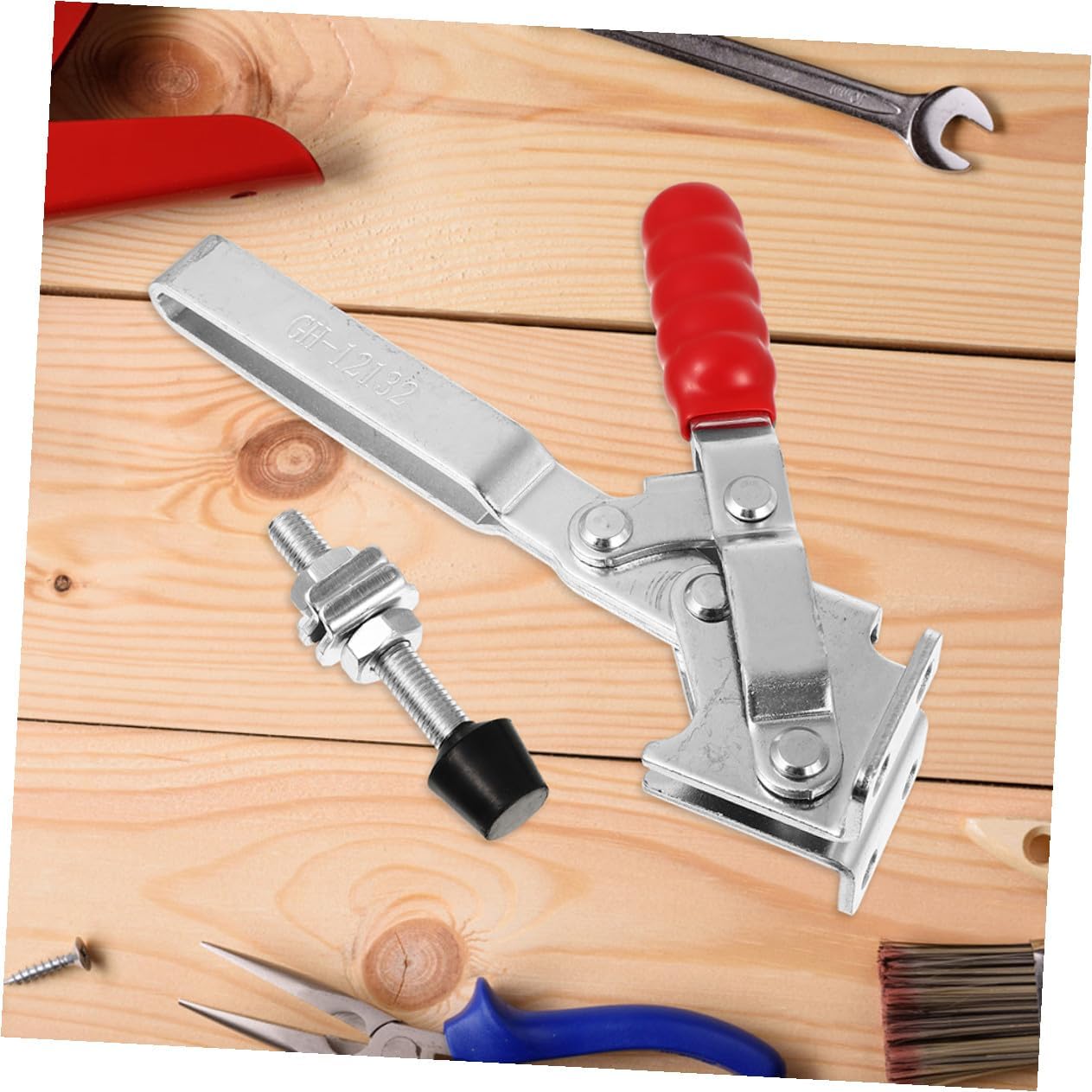 2pcs Welding Toggle Clamps Rubber Tips Quick-release Fixed Clamps for Woodworking Jigs and Welding Fixtures Handheld Iron Tool