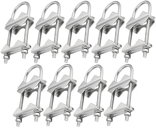 Miniatura 1 de FINESUN Abrazadera de mástil de doble antena V con pernos en U, 2 piezas de mástil resistente a mástil kit de soporte de montaje adaptador ajustable