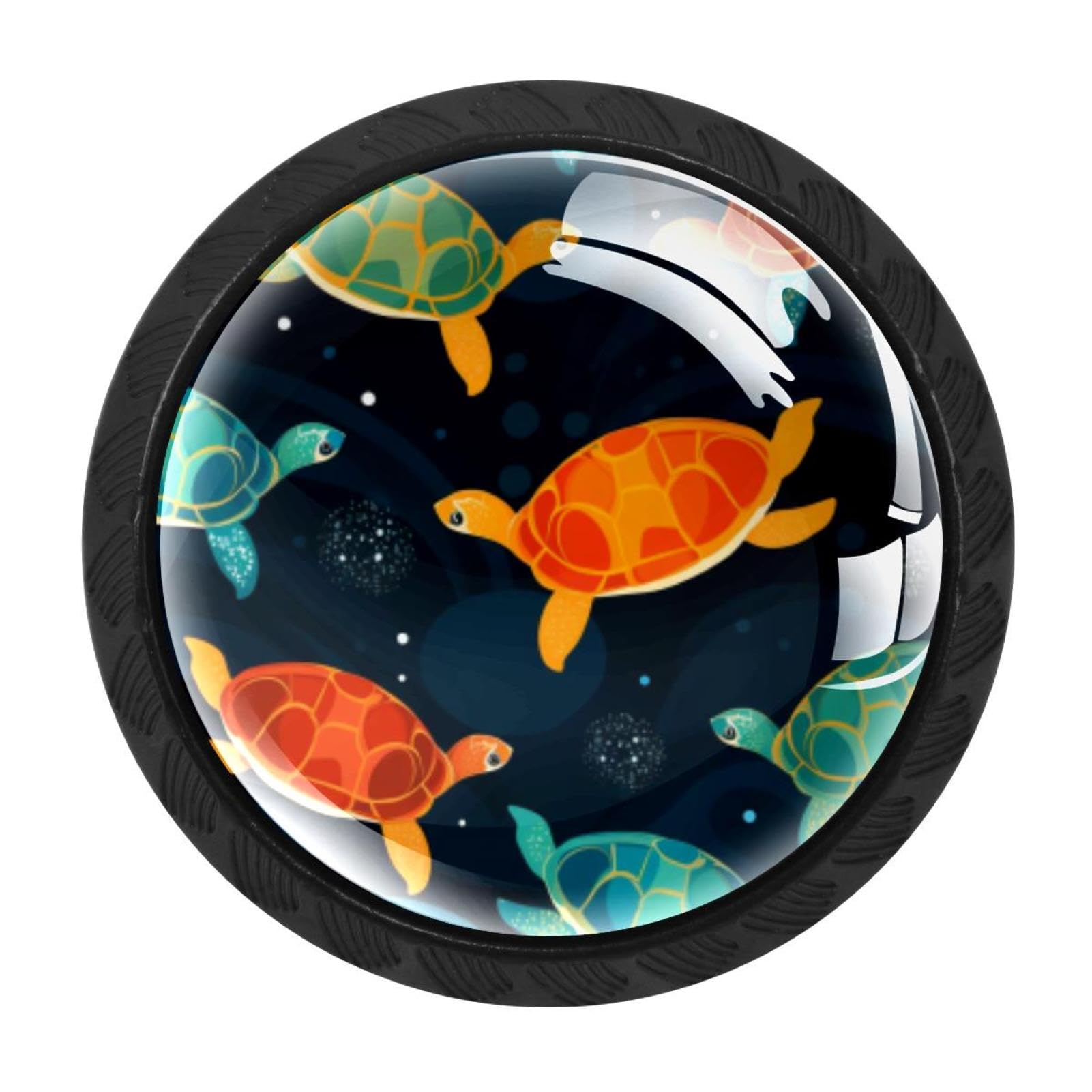 Chenzzzz Multicolored 03 4 Pack Black Sea Turtle Cabinet Pulls With Screws, Kitchen Cabinet Knobs Hardware