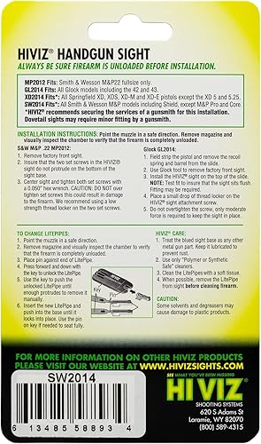Miniatura 4 de HIVIZ SW2014 - Mira frontal estilo intercambiable para Smith y Wesson, M&P de tamaño completo