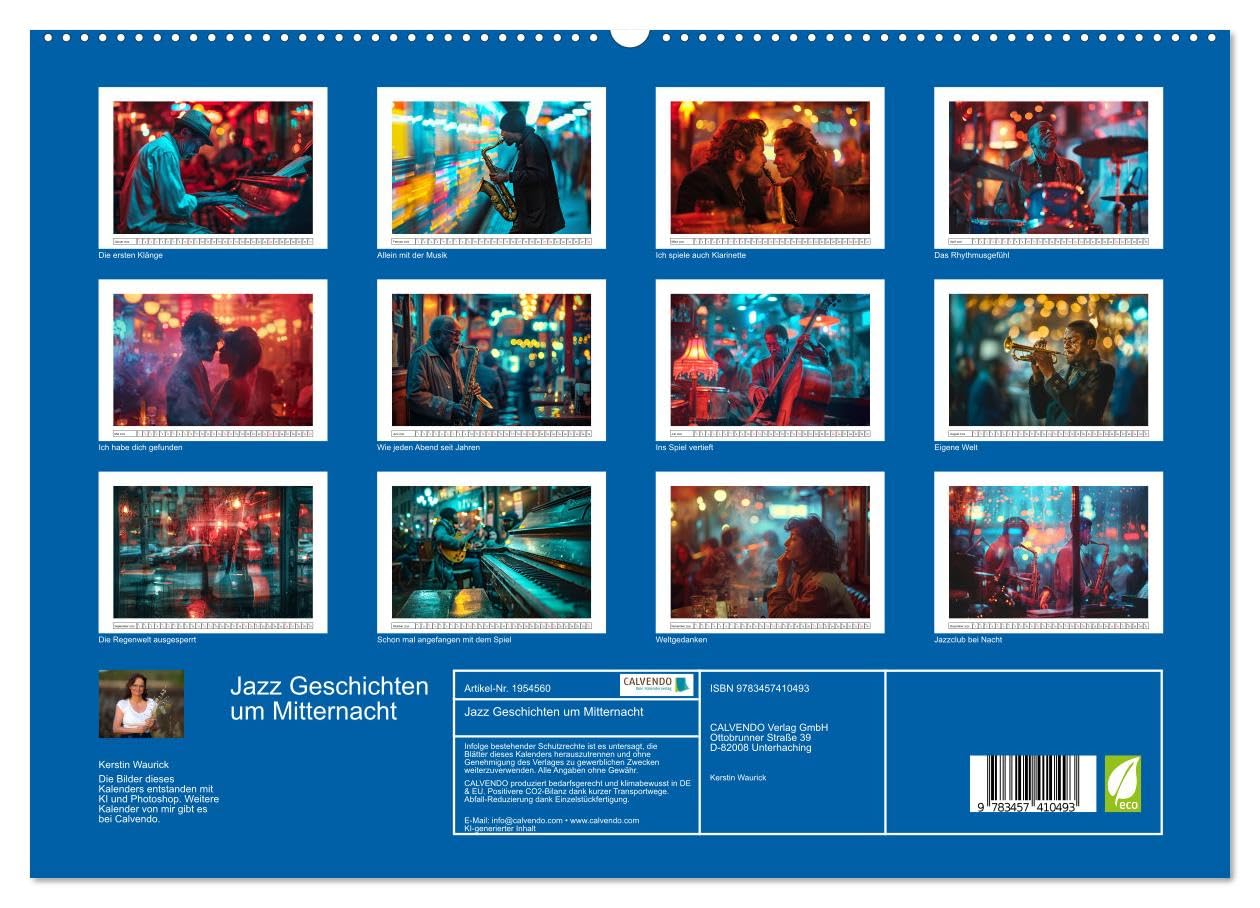 Jazz Geschichten um Mitternacht (hochwertiger Premium Wandkalender 2026 DIN A2 quer), Kunstdruck in Hochglanz: Mitternachtsmelodien: Eine Ode an das Lebensgefühl des Jazz (CALVENDO Kunst)