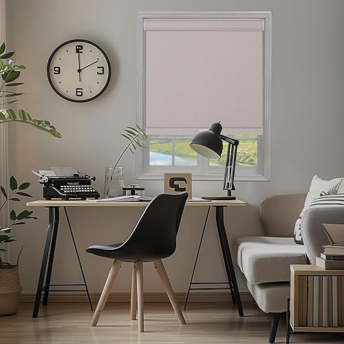 Miniatura 8 de Persianas enrollables opacas para ventanas, persianas enrollables sin cordones de parada libre, cortinas de ventana de jacquard a rayas para