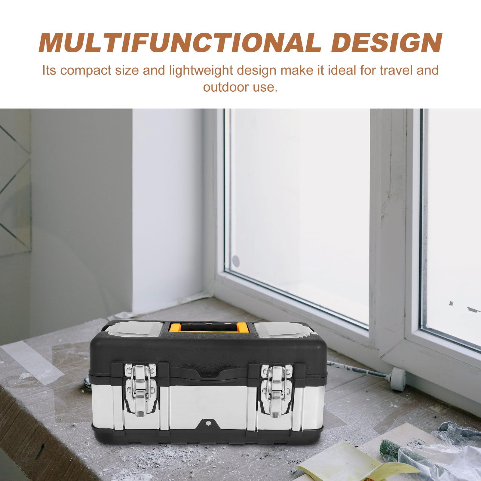 Caja de Herramientas de Mano Portátil y Bloqueable de Acero Inoxidable | Uso Profesional y Exterior, Diseño Práctico y Ligero, Formato Pequeño para Accesorios