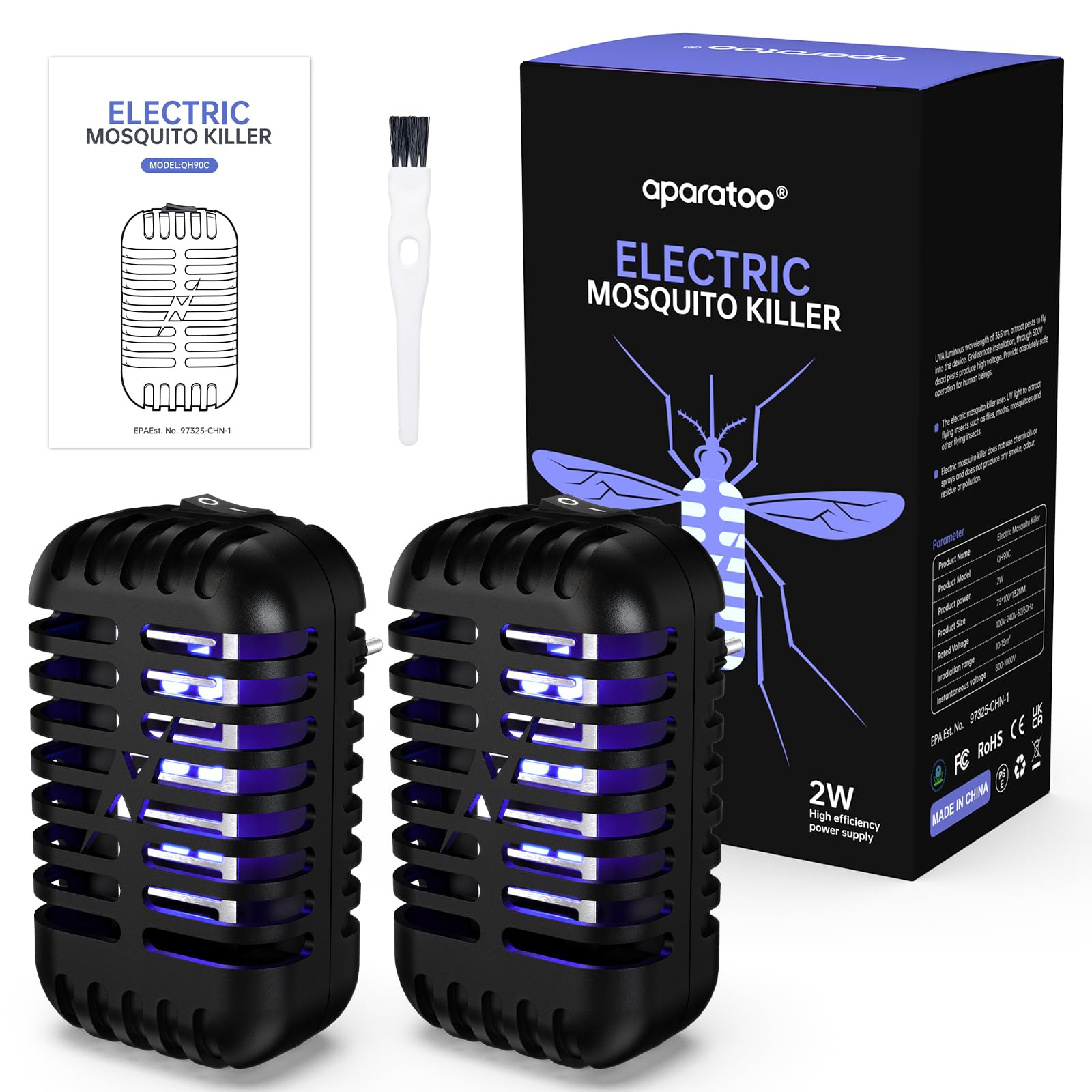 Lampada Antizanzare Elettrica, Antizanzare da Presa, Confezione da 2 Dissuasori Elettrici per Insetti con Luce UV – Lampada Antizanzare per Zanzare, Mosche e Falene