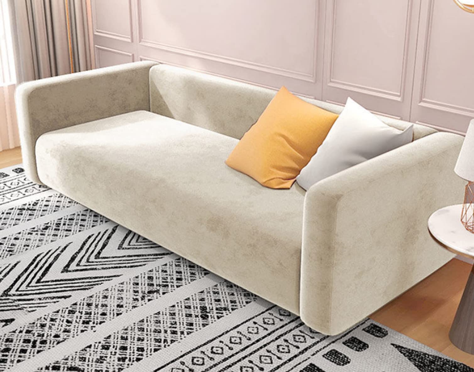 Housse de canapé en velours extensible anti-poils et antidérapante pour fauteuil blanc 1 place