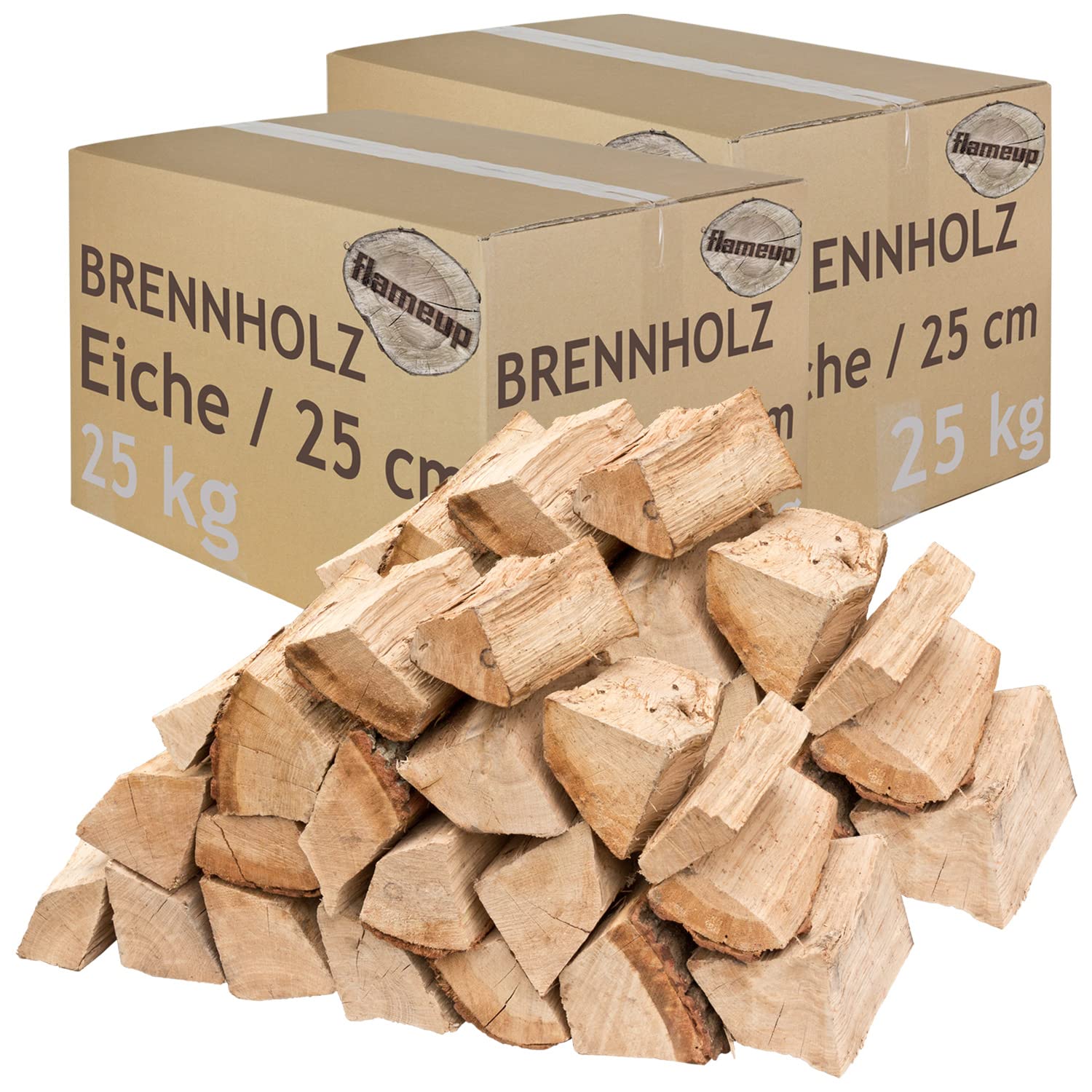 Legna da Ardere 50 kg Per Stufa e Camino Braciere Griglia Cestello per il Fuoco Ceppi 25 cm quercia flameup