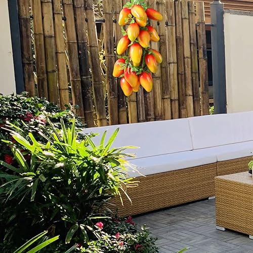 Miniatura 8 de BAOZOON 5 racimos de frutas de plástico falsas de plátano realistas para colgar frutas, 20 piezas, brocheta de fruta artificial de plátano, fondo de