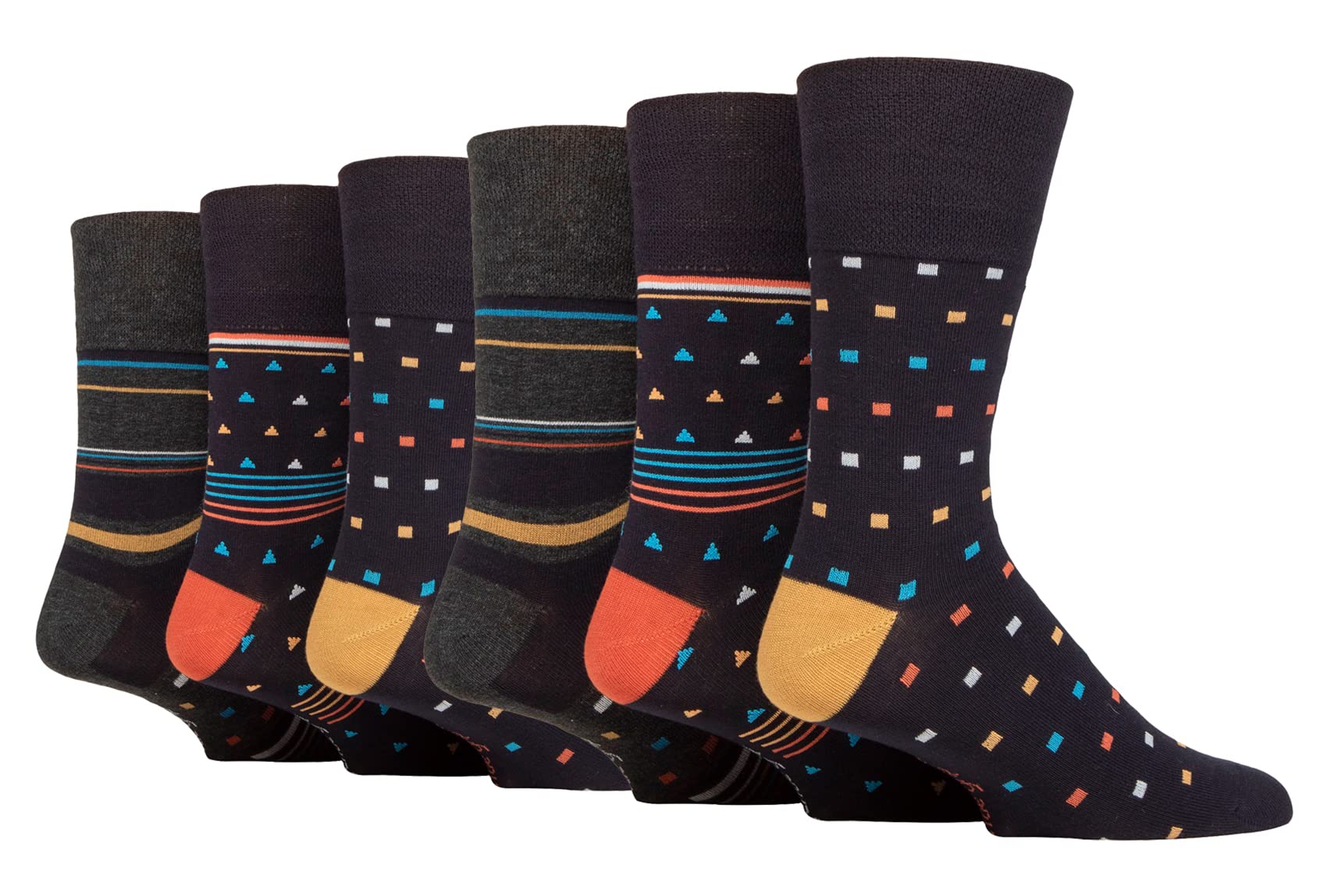 Gentle GripSock Shop Gentle Grip - 6 Pairs Mens Loose Soft Top Non Elastic Bamboo Socks