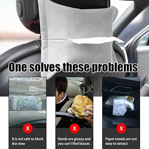 Miniatura 5 de Soporte de gamuza para pañuelos de automóvil, soporte para reposacabezas de asiento trasero, caja de almacenamiento de servilletas para visera