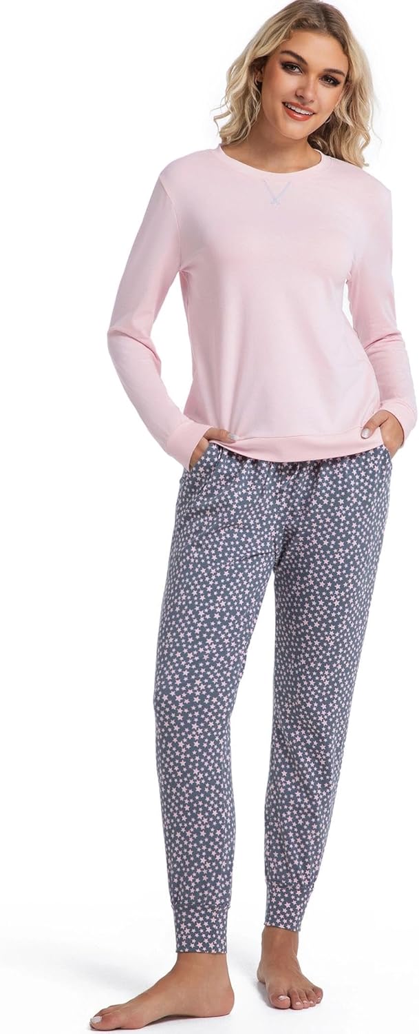 ENJOYNIGHT Womens Pajamas Set Long Sleeve Loungewear 2 Piece Pjs Sets with Pockets - Image 4