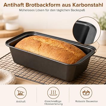 Set of 2 Non-Stick Loaf Tin Carbon Steel Bread Baking Mould