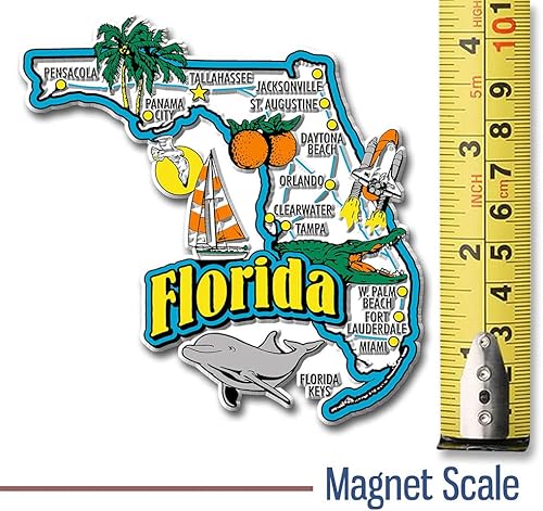 Miniatura 4 de Classic Magnets - Juego de imanes de seis piezas de Florida con 6 diseños únicos, recuerdos coleccionables de goma 3D estilo vintage y regalos