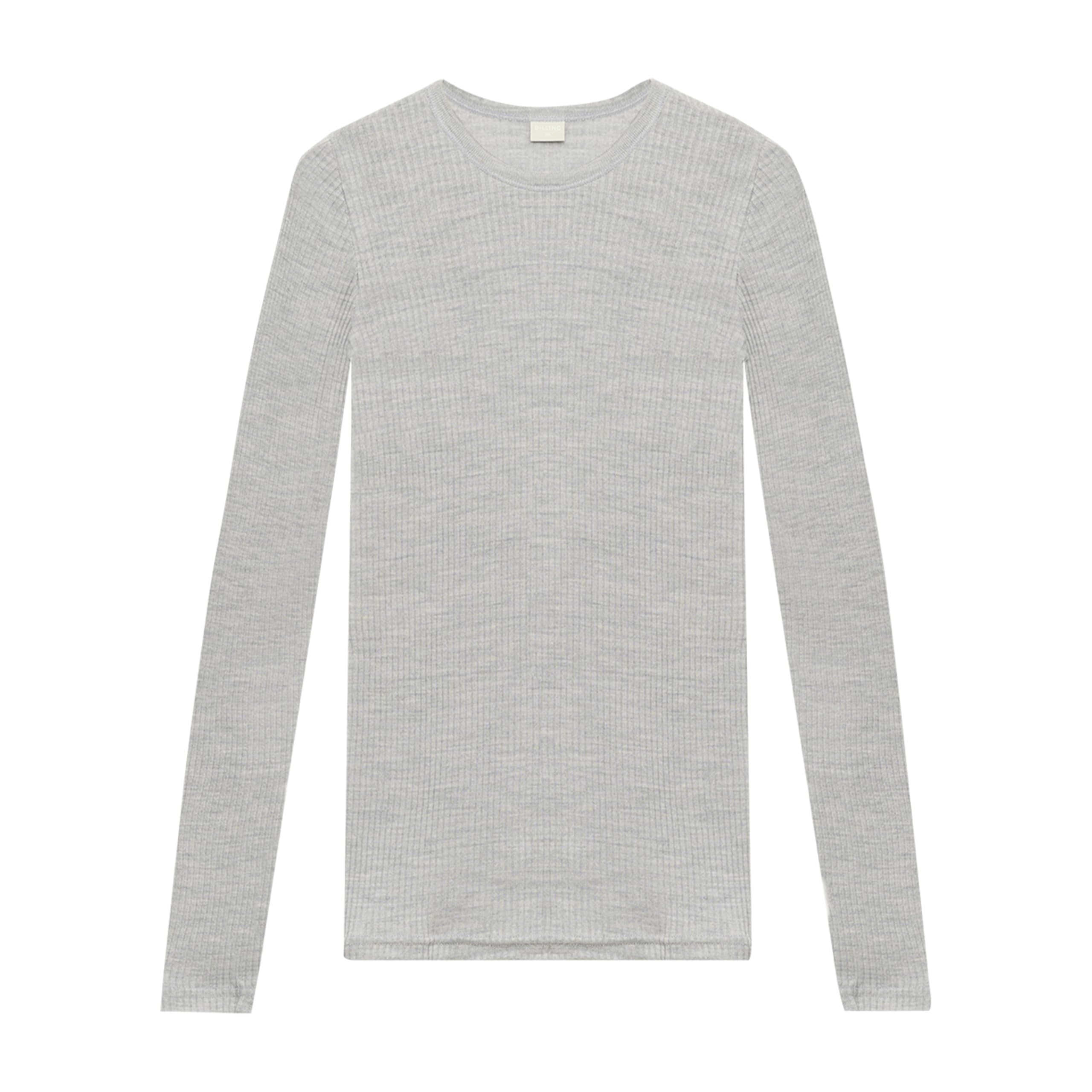 DILLING Women's Merino Wool Long Sleeve Top Light Grey 14