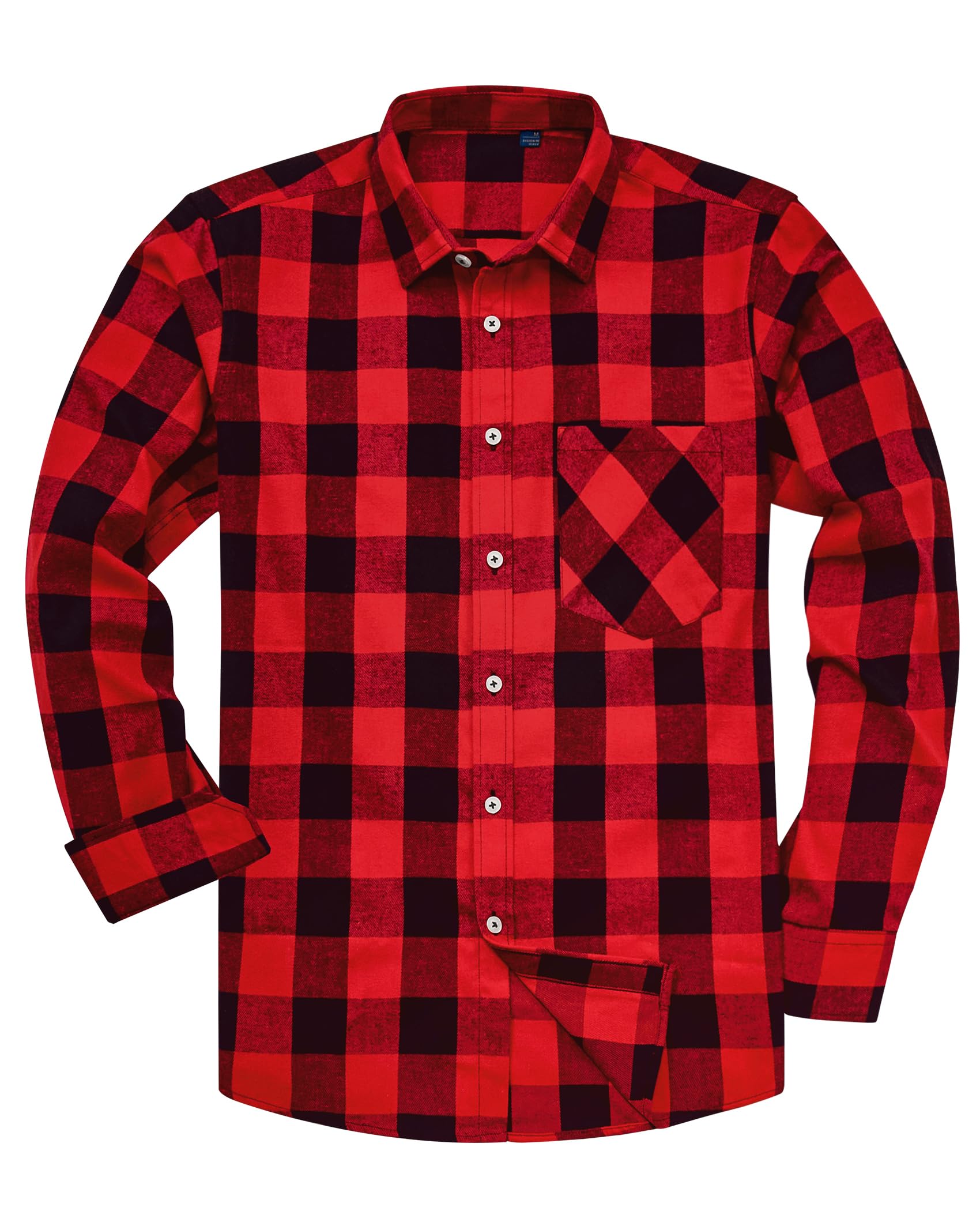 siliteelon Men's Long Sleeve Casual Plaid Flannel Shirt