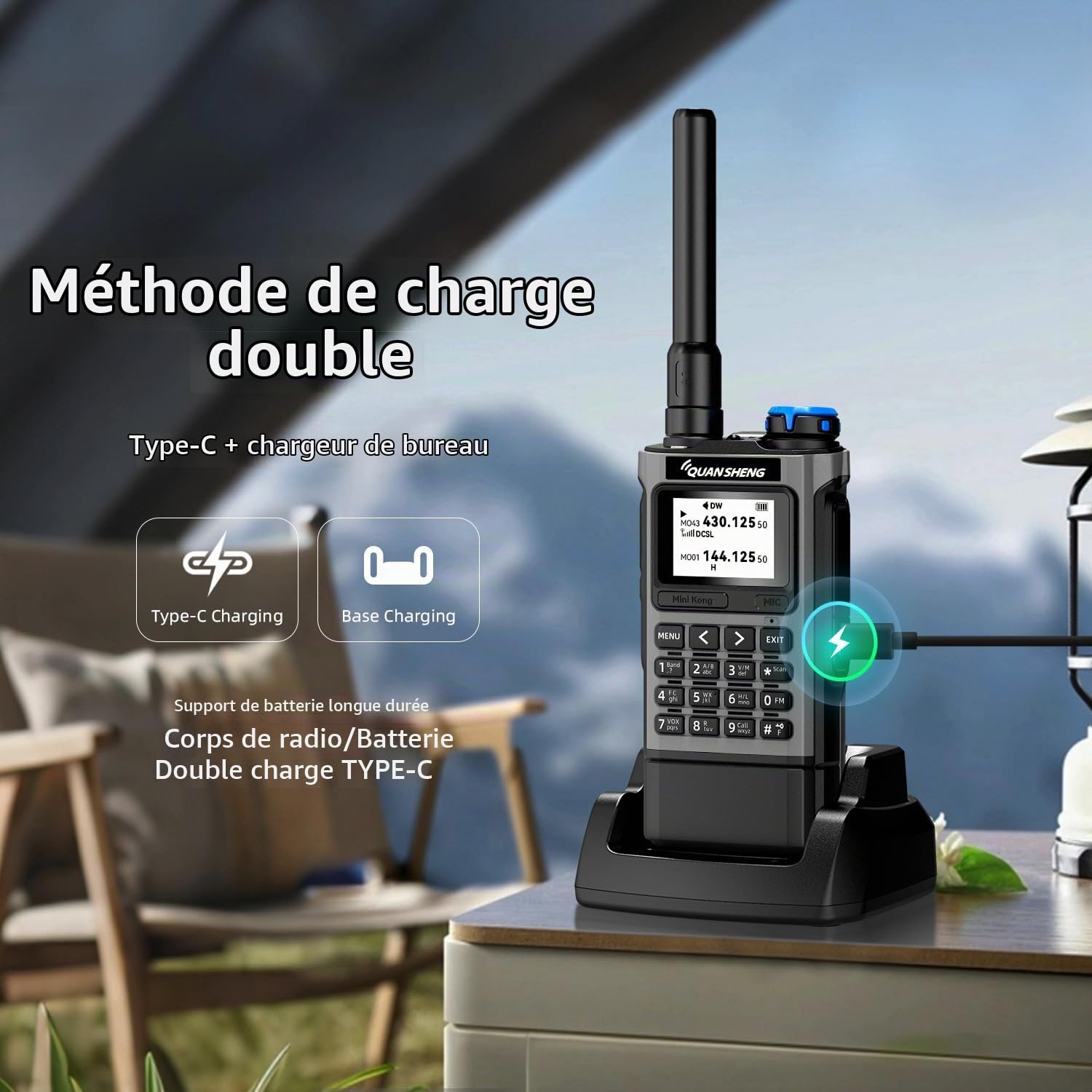 QUANSHENG UV-K1 Walkie Talkie Handheld Ham Radio, 2500mAh High Capacity Battery, 50-600MHz Full Band Receive, Air Band, One Key Frequency Match, Wireless Copy, NOAA, USB-C Charging Two Way Radio