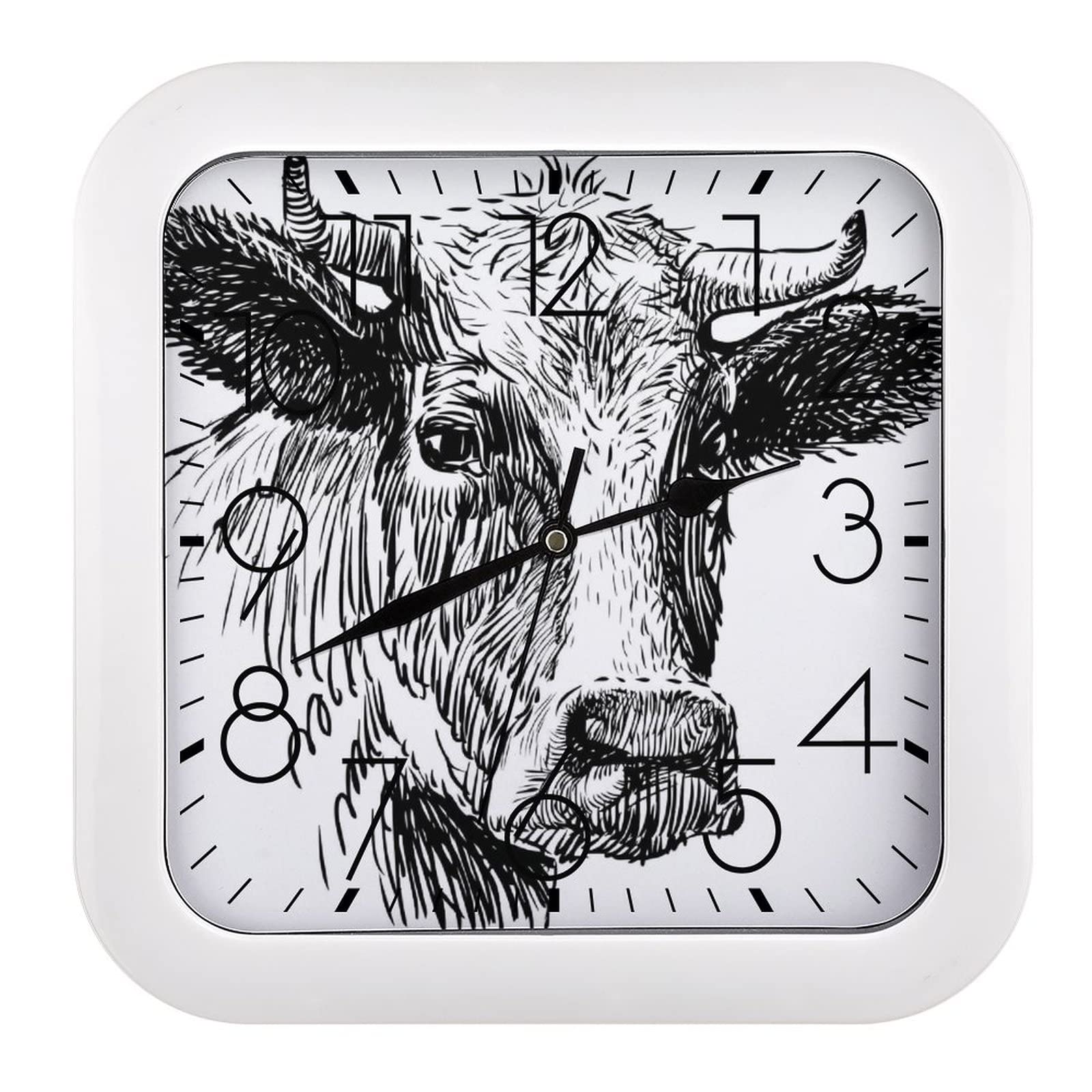 Pendule murale moderne silencieuse motif vache pour stopper le tic-tac dans la chambre