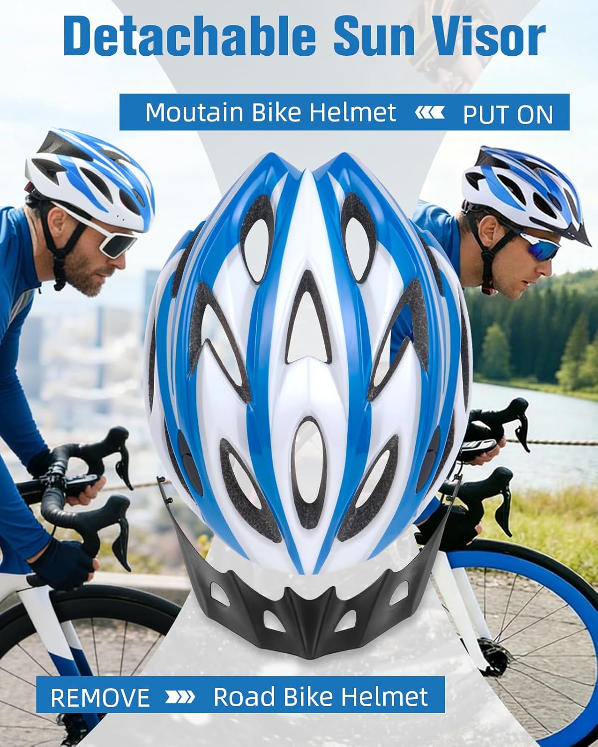 Zacro Adult Bike Helmet, Lightweight Bicycle Helmet with Removable Pads and Visor, CPSC Certified Safety Helmet for Men Women, Mountain Road Cycling Helmet for Adult