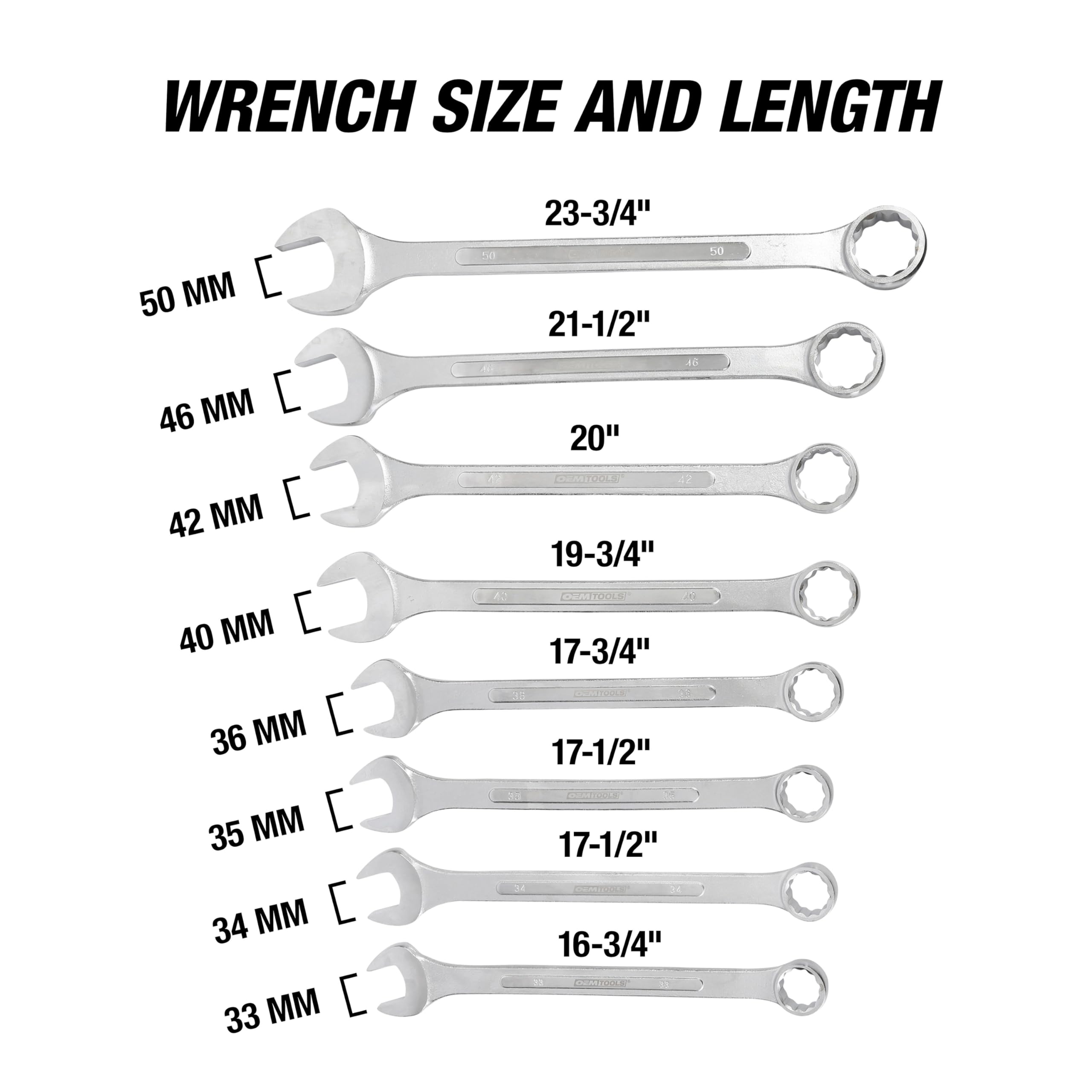 oemtools 22121 8 piezas Jumbo juego de llaves combinadas 33 mm