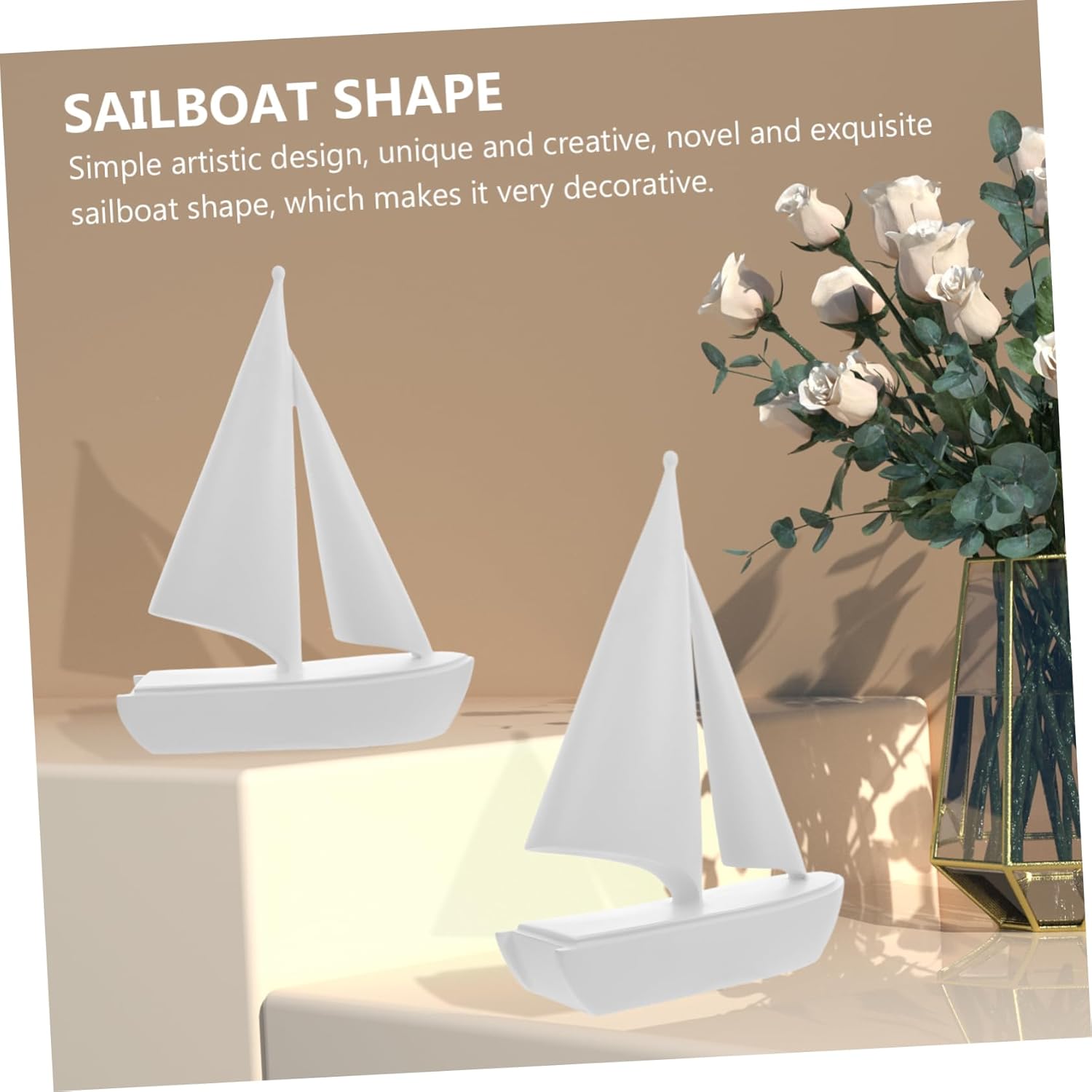 Cute Resin Model Sailboat Adornment Modern Nautical Decor for Home Party