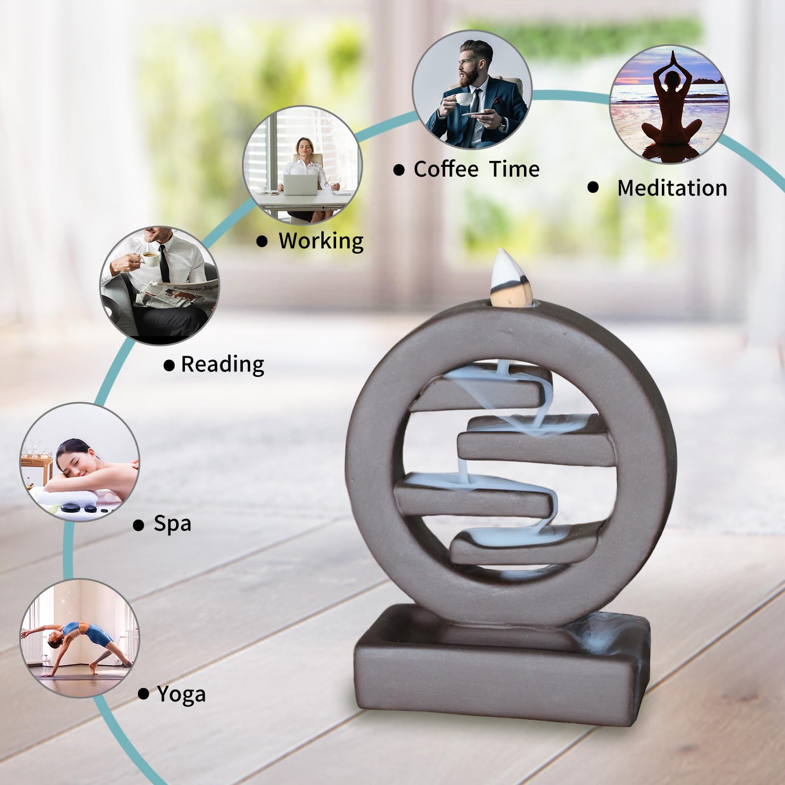 Wierookbrander, Draak Backflow Wierook Brander Waterval Wierook Houder Draak Creatieve Rook Led Wierook Kegels Decoratie Wierook Brander Ornamen voor Home Office Yoga Tempel
