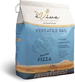 Agricola Piano – Versatile 240 | All-Purpose/Plain Flour Italian Type '0' kg 5 - For Neapolitan Pizza – Natural Italian Flour - Additive-Free - with Live Wheat Germ - Also Ideal for Bread