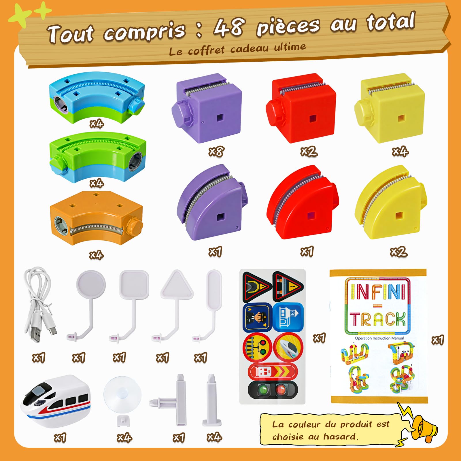 Train Électrique Enfant - Circuit Cube Track avec 3D Rail Magique, Jeu de Construction STEM pour Garçons et Filles 3 Ans+ (Design Anti-Gravité) (Édition Gravity (48 pièces / 34 Circuits))