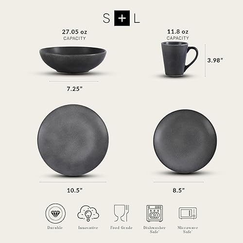 Miniatura 2 de Stone  Lain Grao - Juego de vajilla de cerámica de 16 piezas color gris