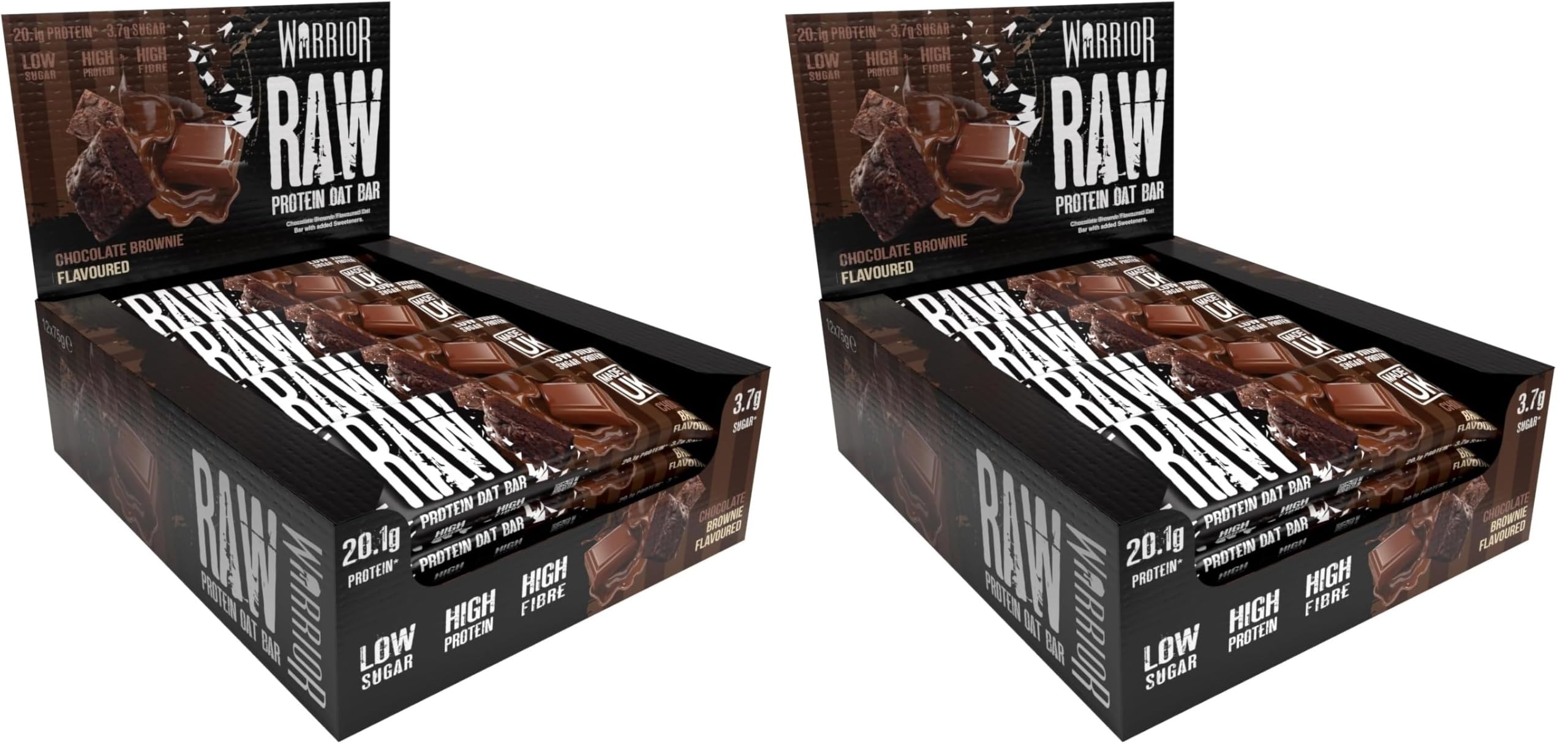 Warrior RAW Protein Bars 12 x 75g – 20g High Protein Bar, Low Sugar High Fibre Oat Protein Flapjack – Protein Snacks, Meal Replacement Bars (Chocolate Brownie) — view 48