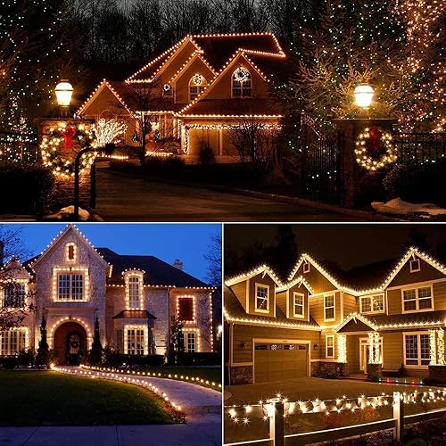 Miniatura 8 de Brizled 200 luces LED que cambian de color, 11 funciones, blanco cálido y multicolor, luces de Navidad + 25 luces LED de Navidad C9 de 16 pies