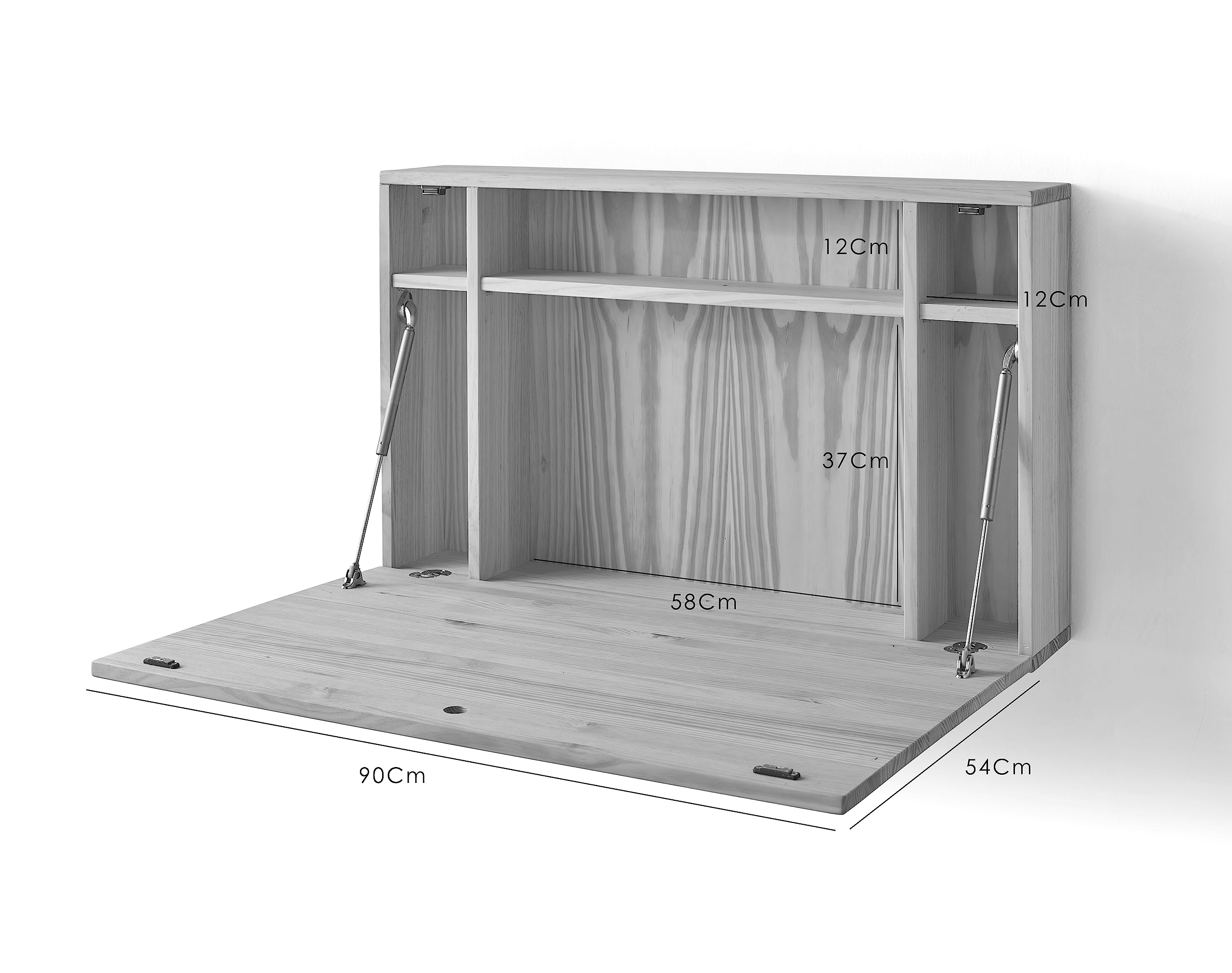 HOGAR24 ES - MAX - Escritorio Flotante Madera Maciza con Puerta abatible, Combinado Color Blanco. Medidas: 90 x 54 x 17 cm.