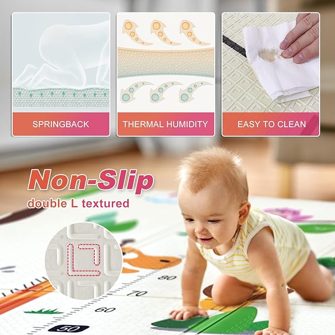 Baby Play Mat 79"×71", Extra Large Foldable Foam Floor Play Mat miniatura 4