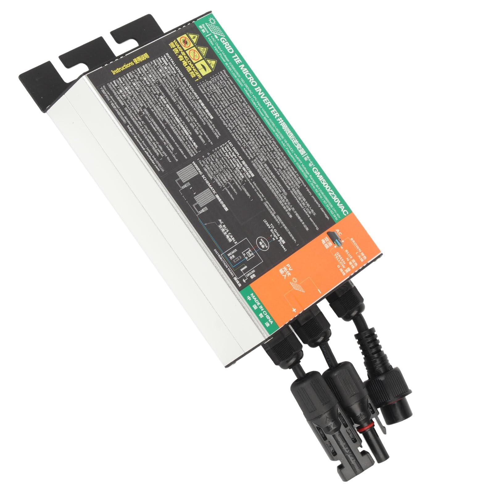 Srliya Microinversor Solar GMI 500W Protección de Temperatura de Corriente de Voltaje Eficiente para de Generación de Energía Aluminio