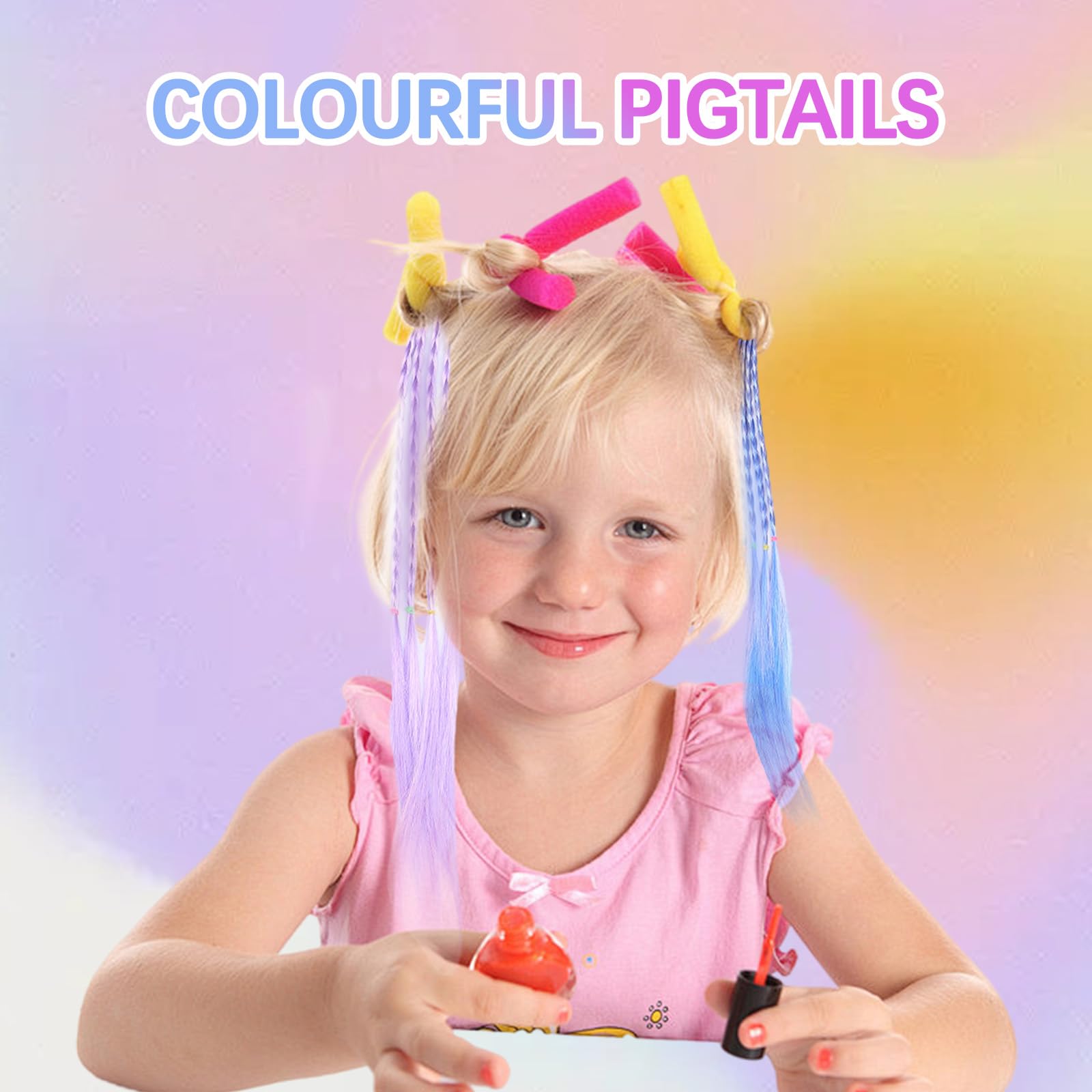 Bettinay 12PCS Kids Coloured Hair Extensions, Festival Accessories for Girls Hair Braids Decoration Party Children Show - Image 4