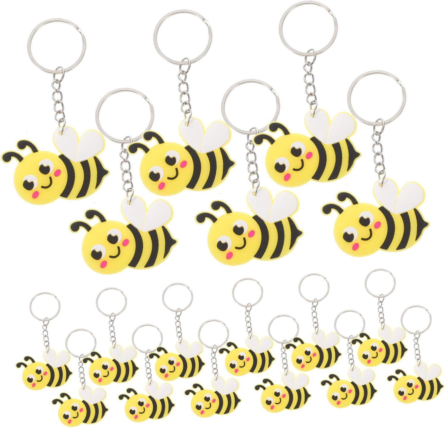 288 pcs bee keychain cartoon bee keyrings cartoon metal keychain spring mommy decor metal key ring backpack key pendant wallet Festival supplies pvc baby