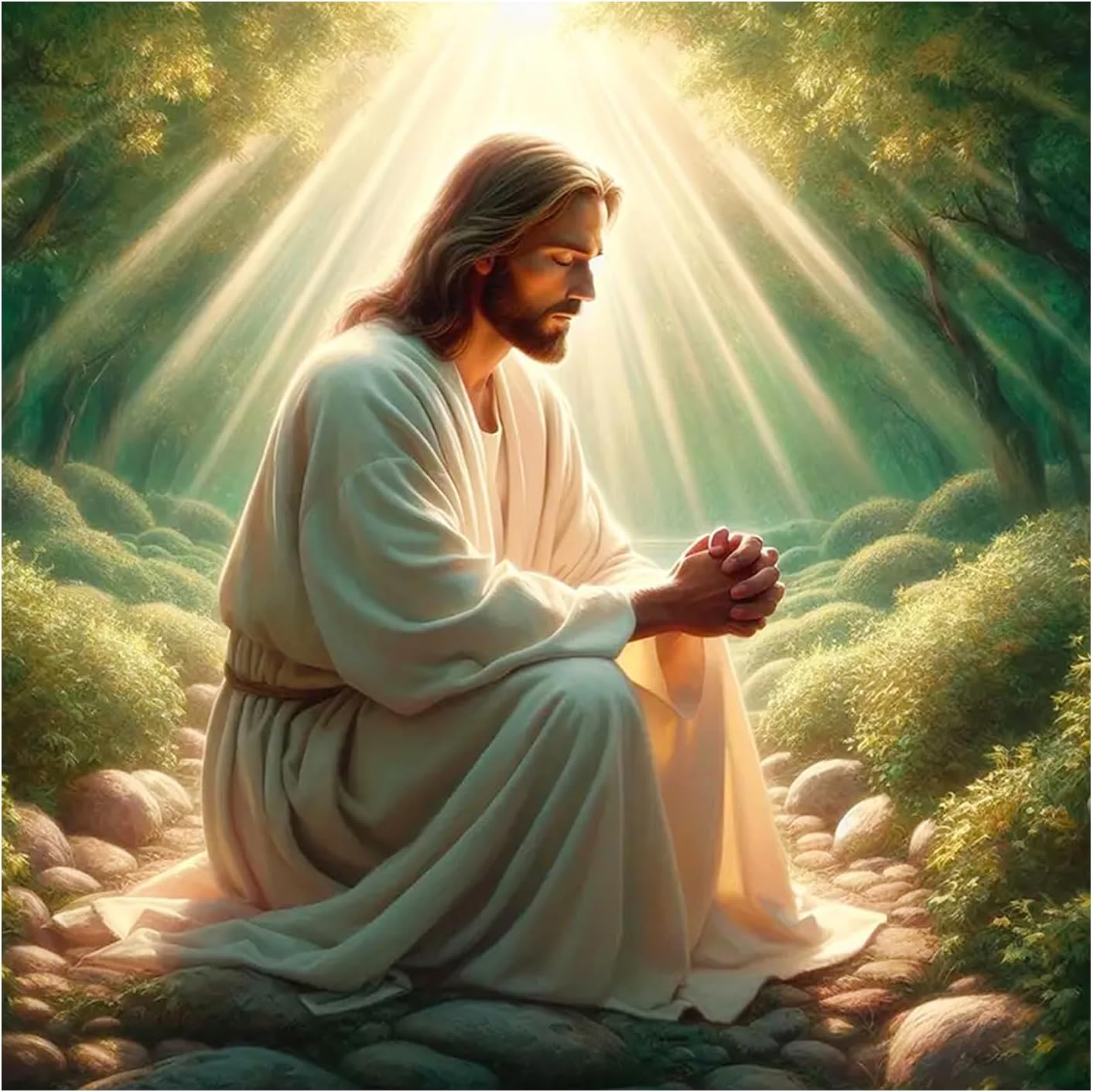 SJUTOUCI Jesus Praying Diamond Art Kit for Adults, Diamond Painting