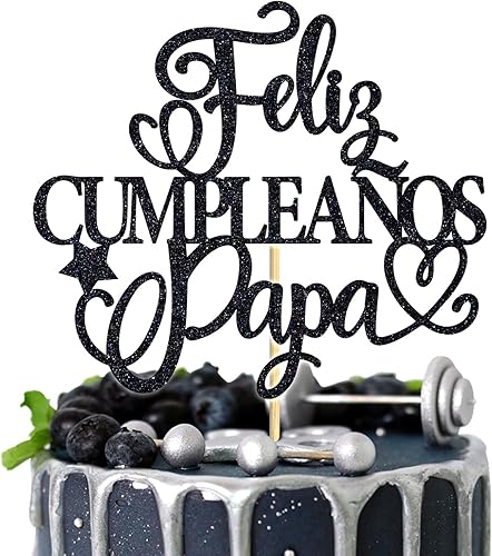 Feliz Cumpleaños Papa Cake Topper, Best Dad Ever, Feliz Día del Padre, Decoración de Fiesta de Cumpleaños del Padre, Suministros de Decoración Negro
